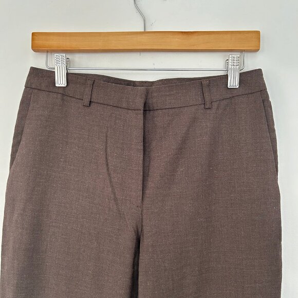 Theory Brown Wool Flare Leg Trousers - Picture 1 of 4